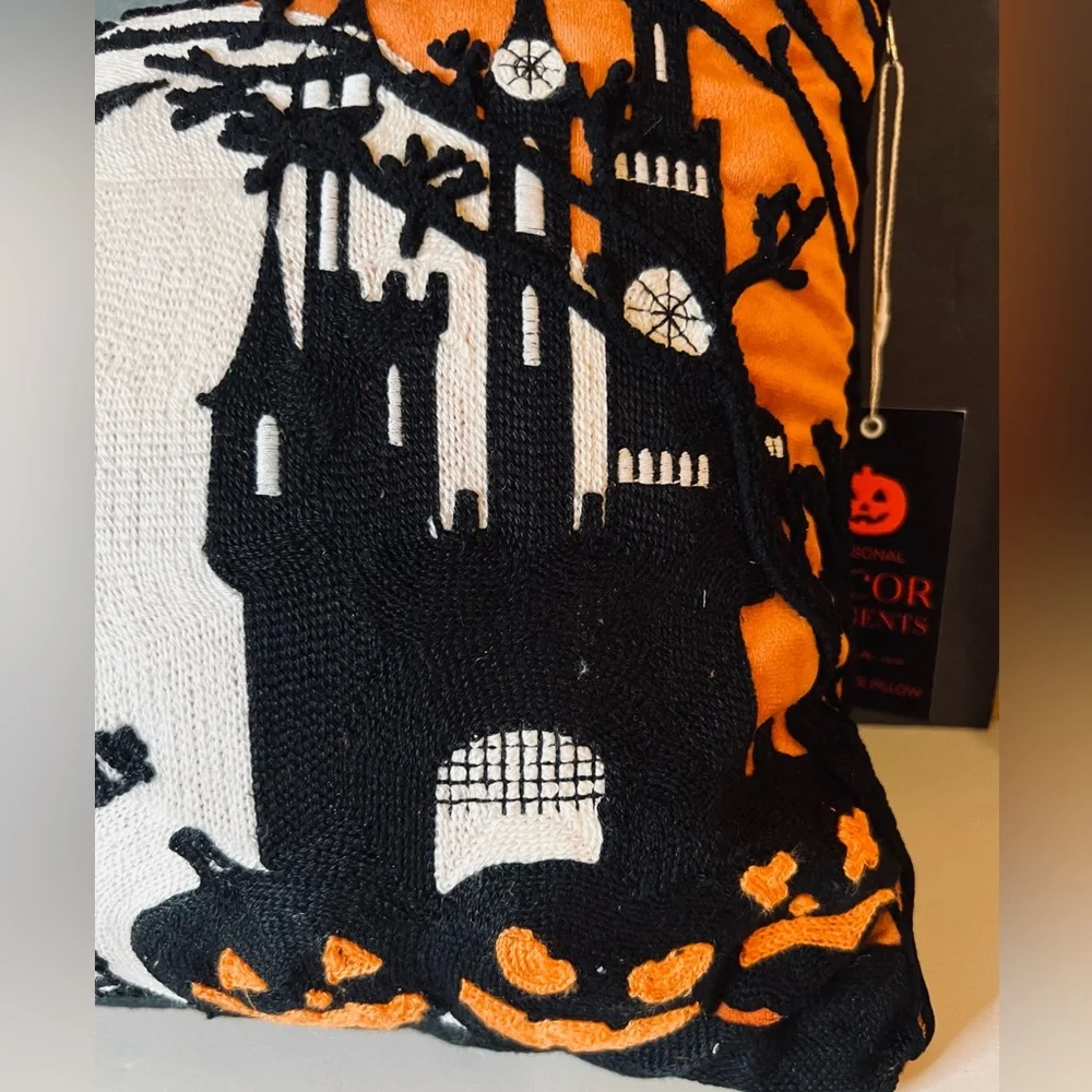 Halloween Trick O Treating Kids Large Pillow Cushion Haunted House Witch Ghost
